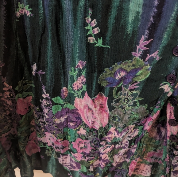 Vintage Blue Purple Floral Button Front Skirt - Picture 4 of 5